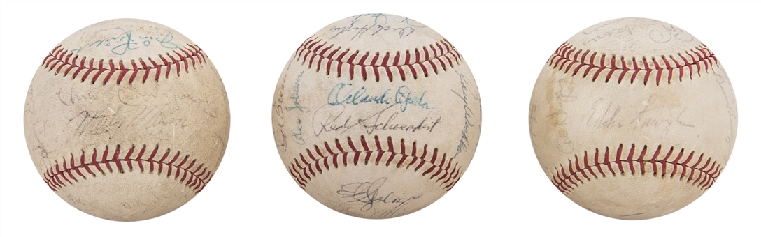 Lot of (3) Circa 1940s-1960s Team Signed Baseballs Including St. Louis Cardinals (2) and Chicago White Sox With Roger Maris (Beckett PreCert)